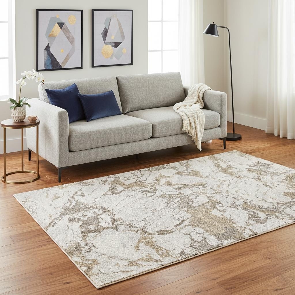 HomeRoots Abstract Modern Rectangle Area Rug - 5' X 8'