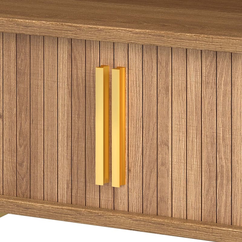 Moasis Oval Fluted Coffee Table with Sliding Doors