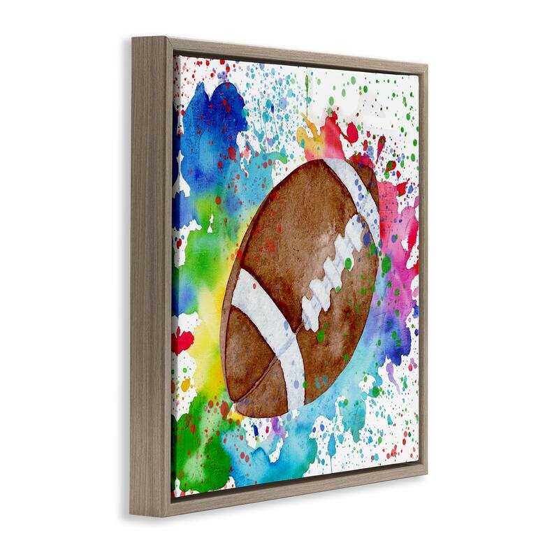 Stupell Vivid Splash & Football Framed Floater Canvas Wall Art Design By Kim Allen