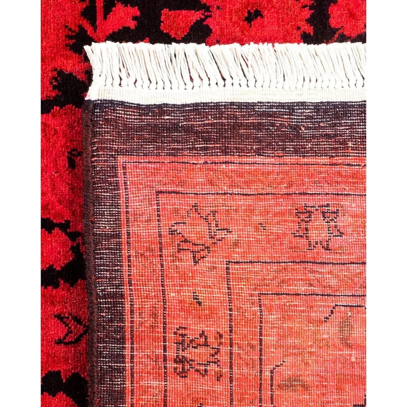 Overton Hand Knotted Wool Vintage Inspired Modern Contemporary Overdyed Red Area Rug - 8' 1" x 10' 4"