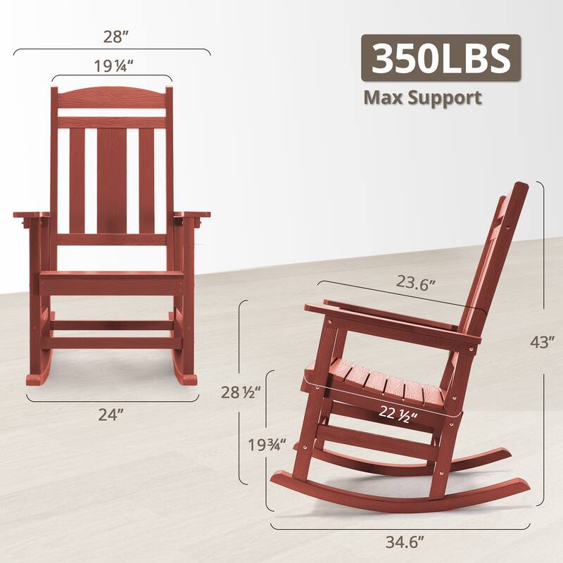 Eco-Friendly Plastic Outdoor Adirondack Rocking Chairs For Porch Set of 2