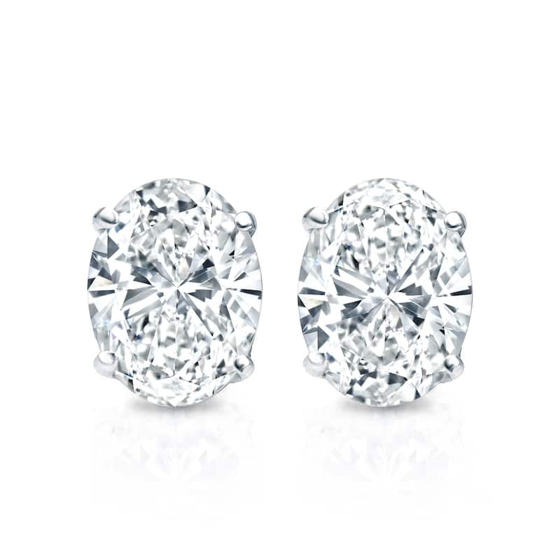 Auriya Natural Oval 4-Prong Diamond Stud Earrings 1.00 to 3.00 ct. tw. Push-Back (F-G VS)