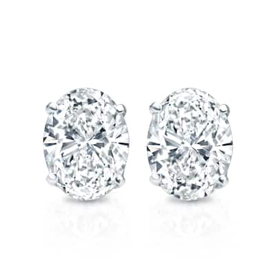 Auriya Natural Oval 4-Prong Diamond Stud Earrings 1.00 to 3.00 ct. tw. Push-Back (H-I SI)