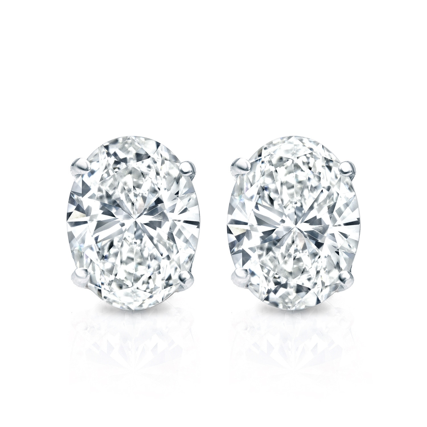 Auriya Natural Oval 4-Prong Diamond Stud Earrings 1.00 to 3.00 ct. tw. Push-Back (H-I SI)