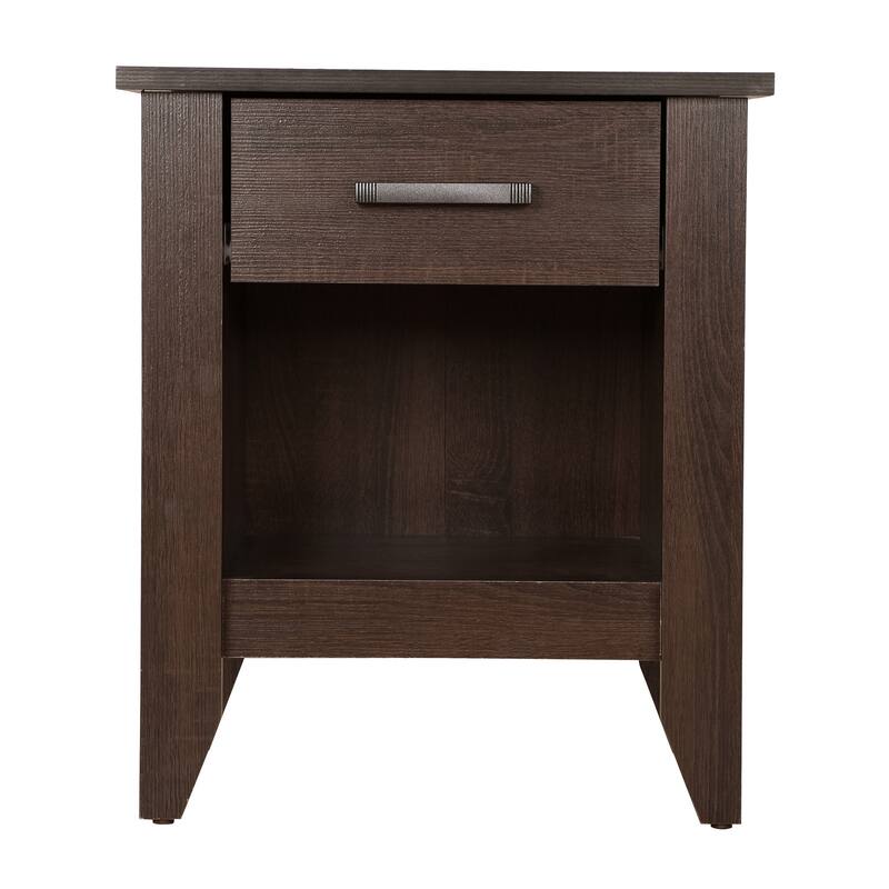 Wenge Nightstand 24x21x18 Modern Bedside Table with Rich Finish, Sleek Profile, Sturdy Build and Compact Storage Space