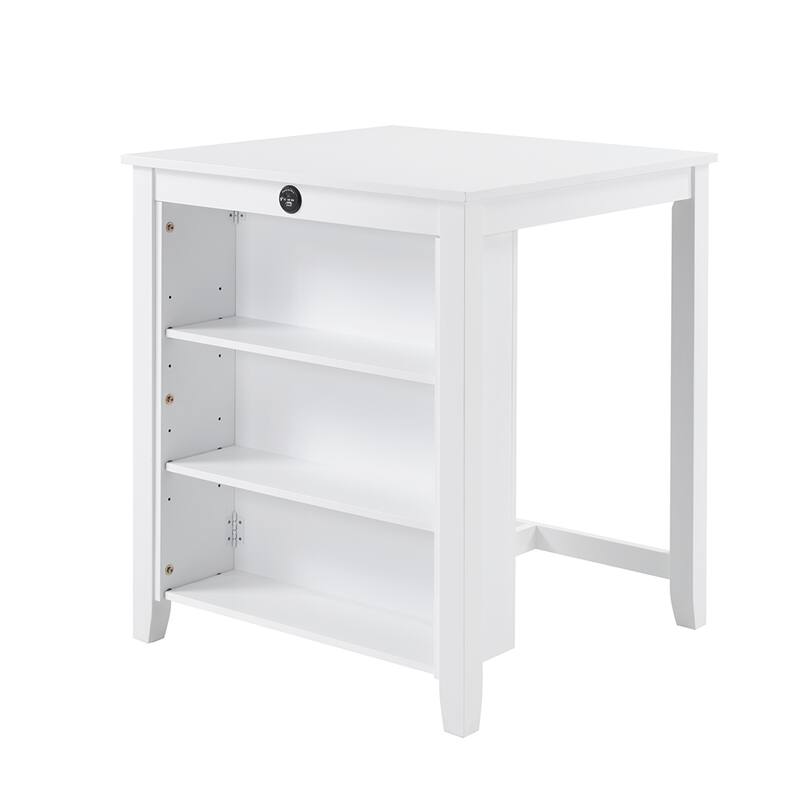 36" Modern Dining Table Set, 2-Seater Charging Station 3-Tier Storage