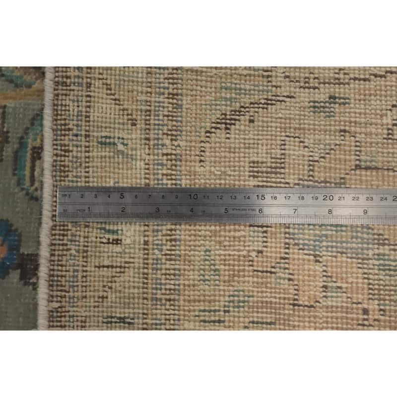 Hand Knotted Oriental 100% Wool Carpet Traditional All-Over Greys & Charcoal Tabriz Area Rug - 13' 3'' X 9' 8''
