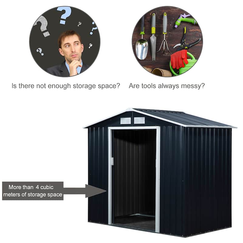 Outsunny Metal Outdoor Shed Organizer & Garden Storage