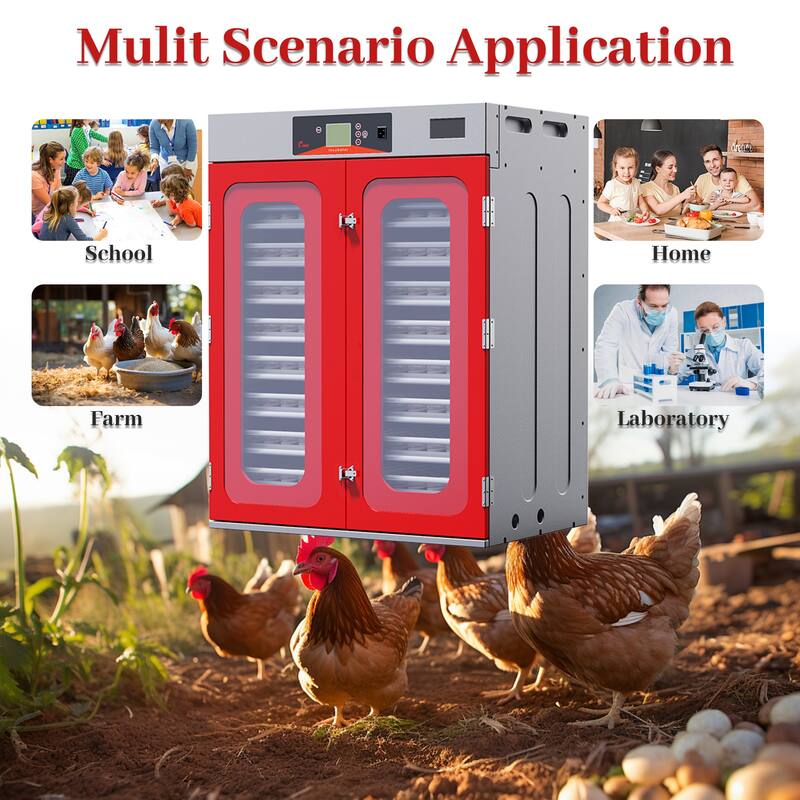 Roomfitters Egg Commercial Incubator, Automatic Digital Hatcher with Turner for Poultry Chicken Duck, Red - 1000 Eggs
