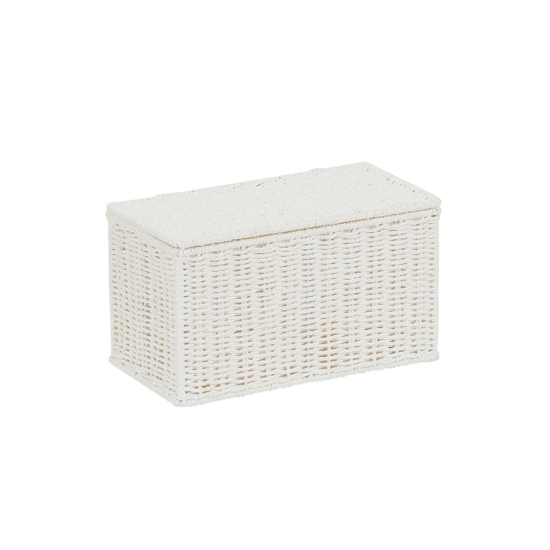 Household Essentials Wicker Basket with Lid - White
