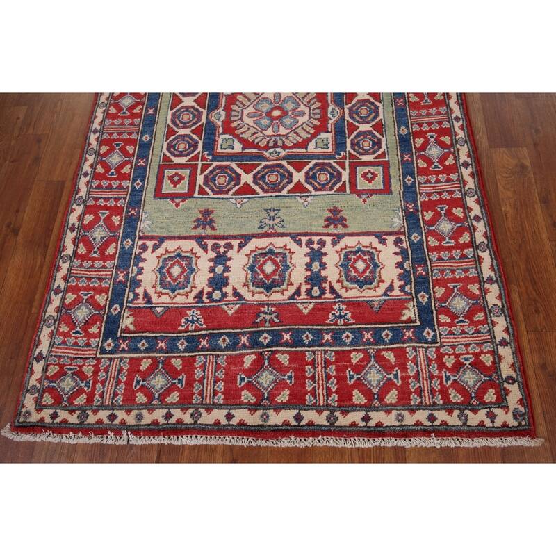 Kazak Foyer Rug Hand-Knotted Oriental Wool Carpet - 3'2" x 5'5"