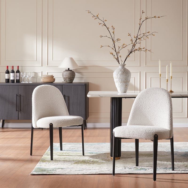 Morden Fort Upholstered Side Chair in White and Black (Set of 4)
