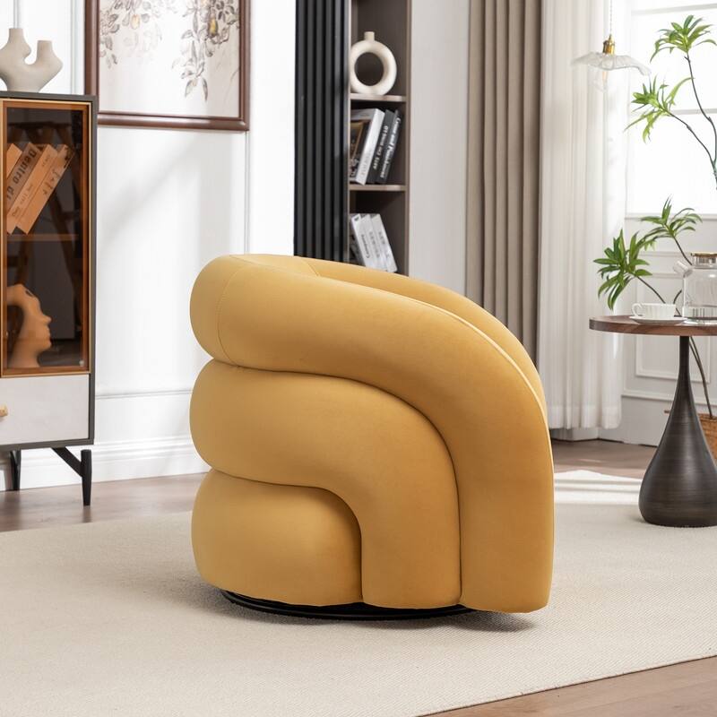 SEYNAR Modern Glam Velvet 360 Degree Swivel Accent Armchair with Tufted Back