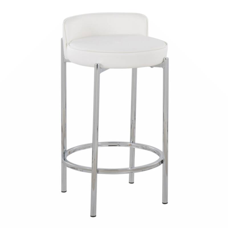 Contemporary Counter Stool in Metal and Faux Leather - Set of 2