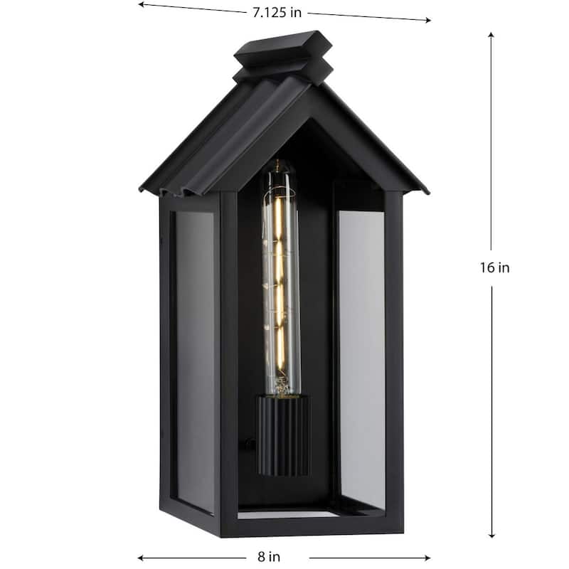POINT DUME® Dunemere Matte Black Outdoor Wall Lantern with DURASHIELD - 8 in x 7.125 in x 16 in