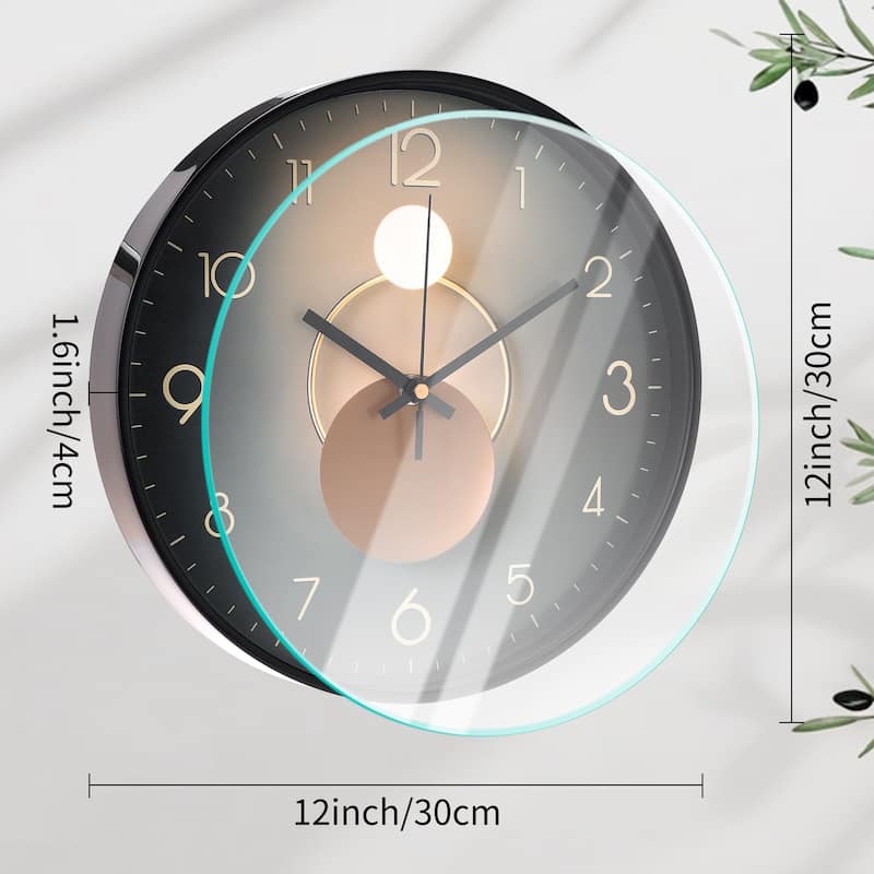 Exquisite Patterns Wall Clock, Silent Non Ticking Battery Operated Modern Clocks for Home 12 x 12 x 1.6 Inch