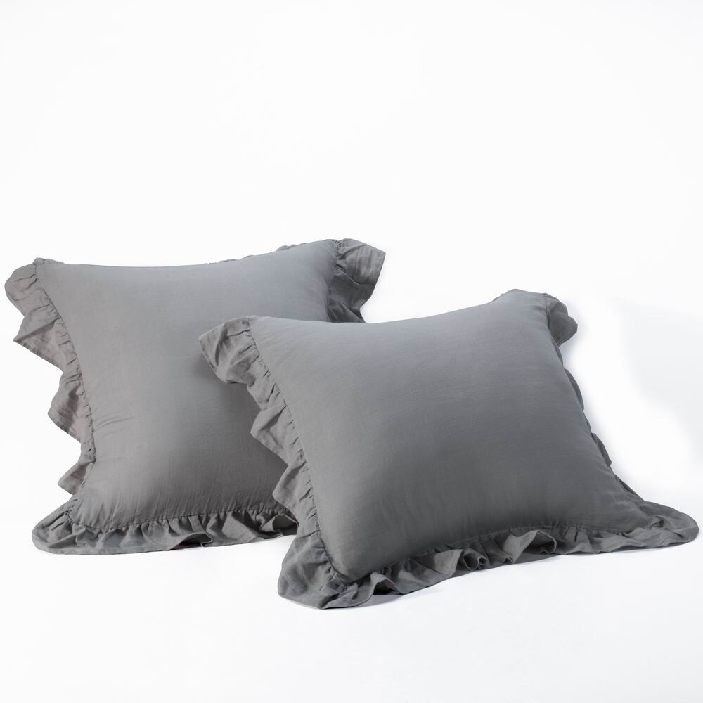 Black linen euro online shams