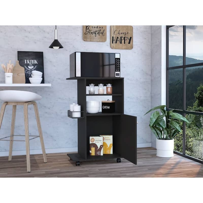 Kitchen Cart Kryot, Single Door Cabinet, Four Casters