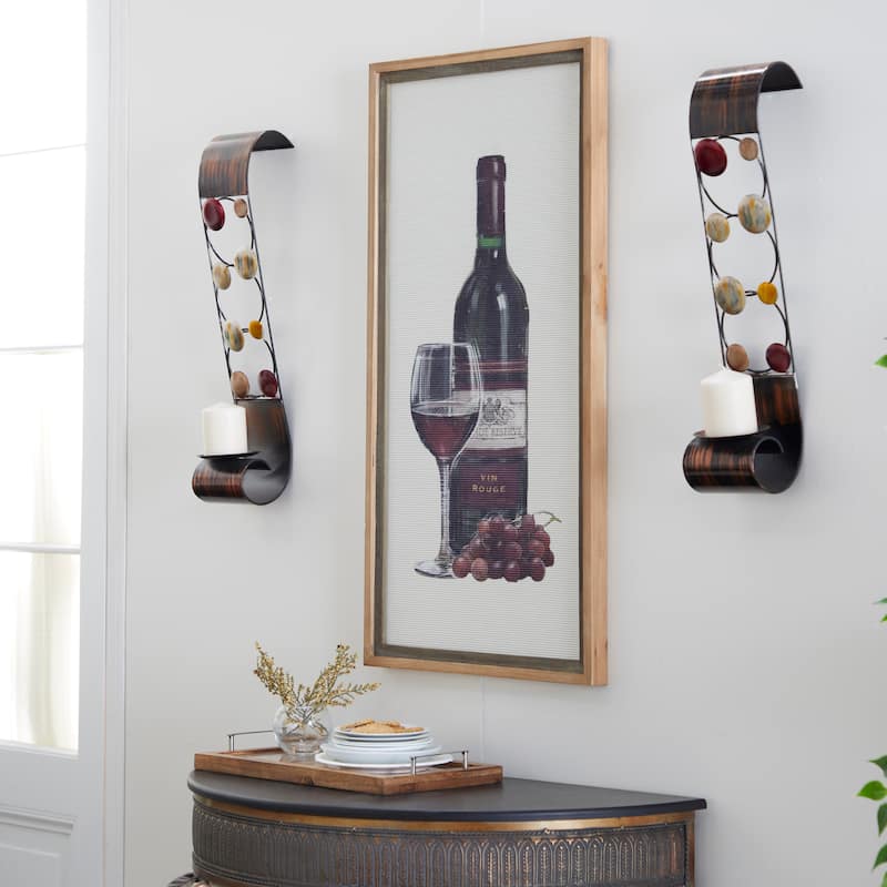 Metal 2 Candle Wall Sconce - Set of 2 Brown - Roche River Decor - 6"W x 5"L x 24"H