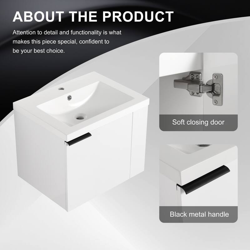 24" Bathroom Vanity Sink Combo with Generous Storage, Modern Oak Cabinet, Soft-Close Doors, and Easy Assembly
