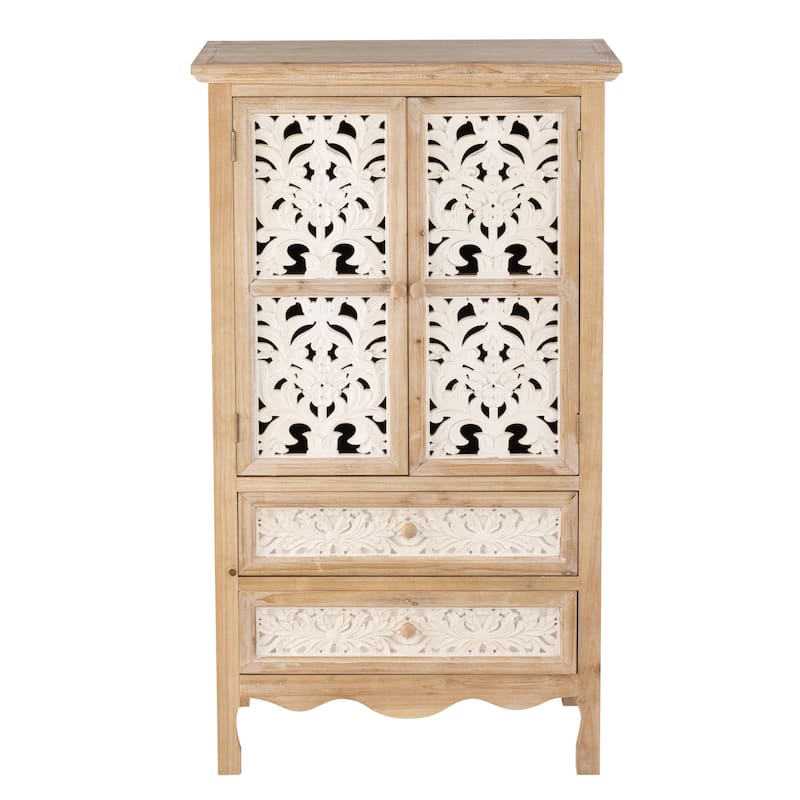 COZAYH French Country Storage Cabinet, Classic Carved Openwork Cupboard, Perfect for Living Room, Kitchen, Hallway