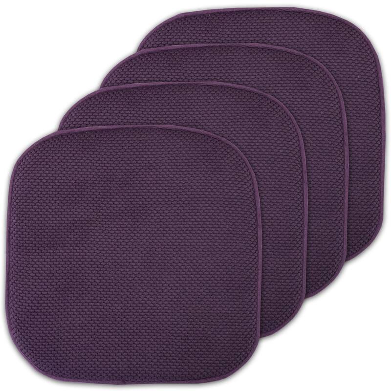 16-in. Square Non-slip Memory Foam Seat Cushions (2 OR 4) - 16 X 16 - Set of 4 - eggplant