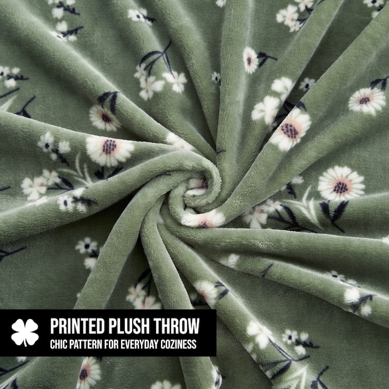 Lucky Brand Daisy Plush Throw Blanket