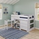 preview thumbnail 4 of 22, Max and Lily Farmhouse Twin Low Loft with Dresser, Bookcase and Desk White Wash