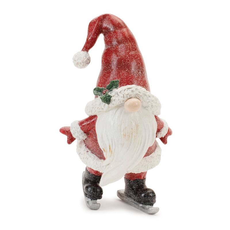 Santa on Skis and Skates Set of 2 Resin Figurines for Holiday Decor - 3.75” x 4.25” x 6.25”