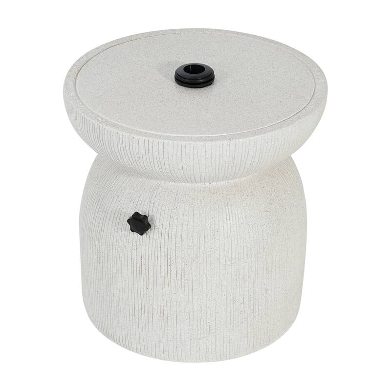 Roomfitters Odelia Outdoor Side Table Umbrella Base with Sand Filling Design, White Marble Finish - White Marble