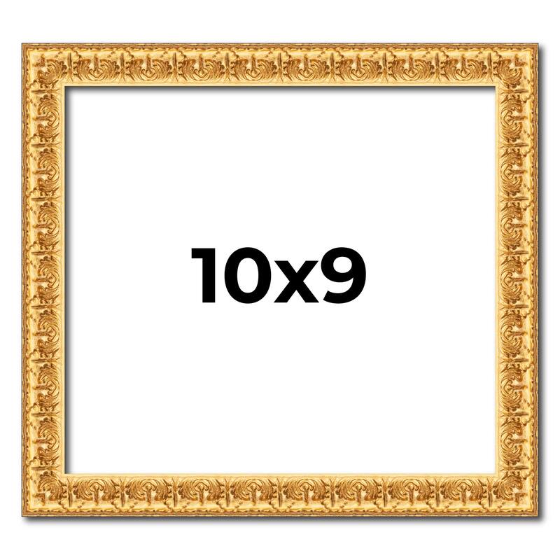 10x9 Frame Gold Real Wood Picture Frame Width 1 inches | Interior