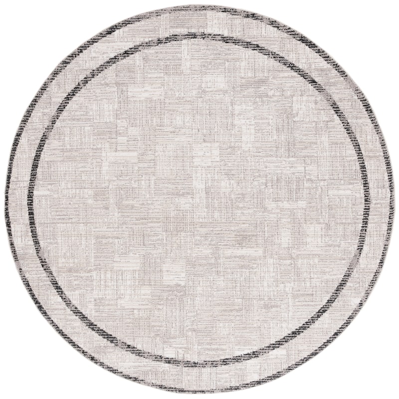 SAFAVIEH Jade Shauna Modern Geometric Border Rug - 6'7" Round - Ivory/Beige Black