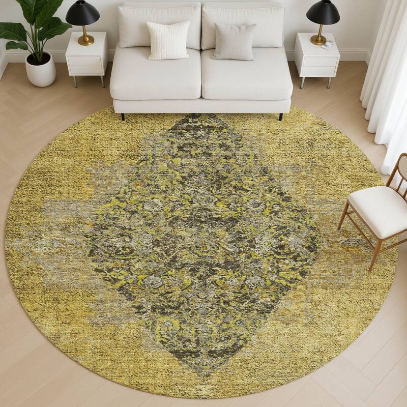 Premium Washable Super Soft Vintage Traditional Mayfield Rug - Wheat - 8' x 8'