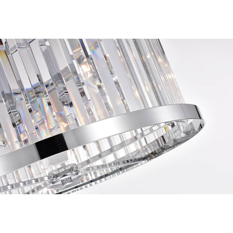 Gavin Chrome Ceiling Fan 19-Inch 4-Light Metal & Crystal Drum Shade (Includes Remote)