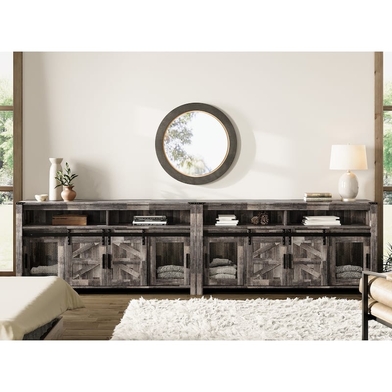 Farmhouse Barn Door TV Stand, Living Room Entertainment Center