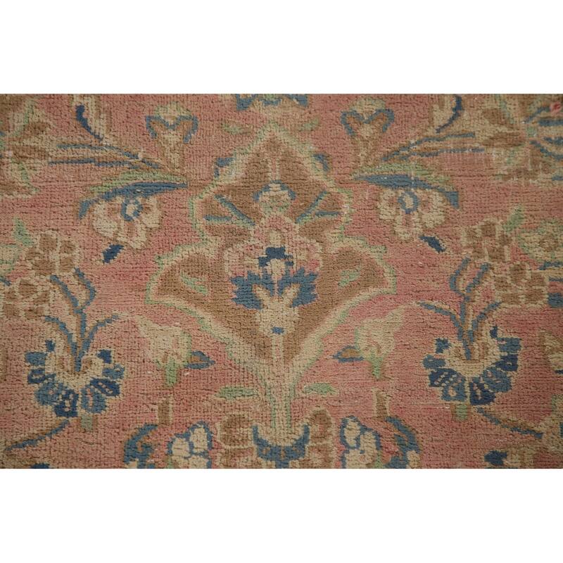 Traditional Mashad Persian Vintage Area Rug Hand-knotted Wool Carpet - 6'4" x 9'1"