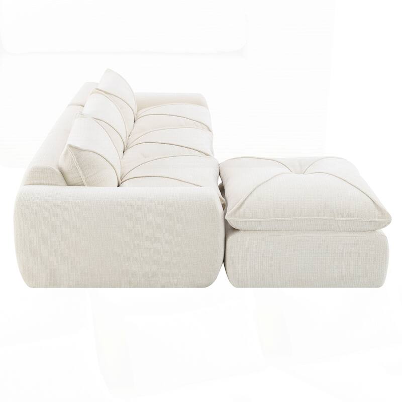 Compressed Sofa with High Density Foam, Integrated Backrest&Seat Cushion, Decorative Edging