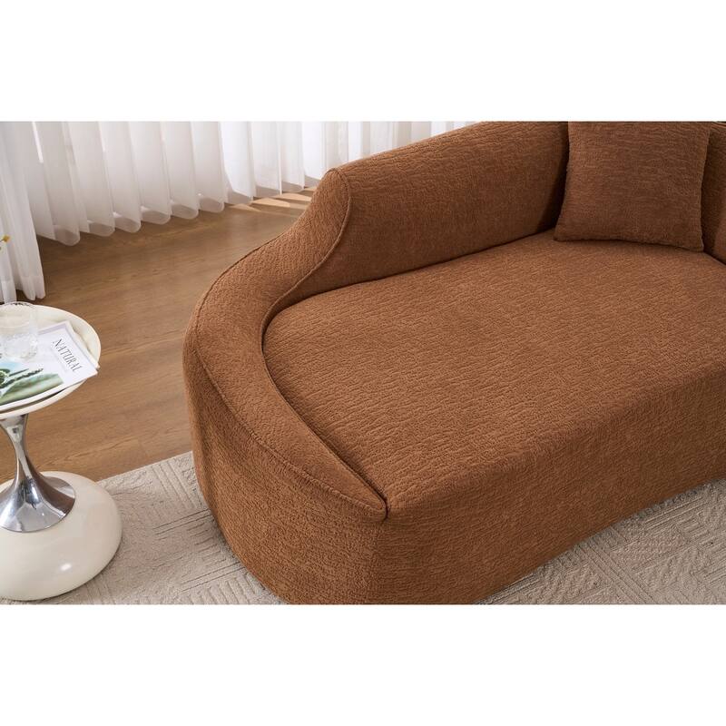 Compressed Curve Chaise Lounge, Modern Chenille Sofa Bed, No-Assembly Sofa
