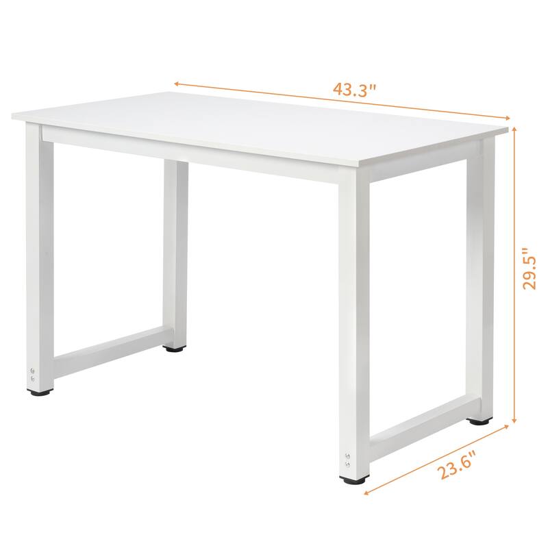 Modern White Particleboard Computer Desk with Steel Frame Workstation for Home Office or Study Use