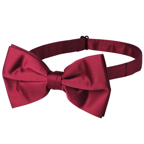Men Satin Bowtie Classic Wedding Party Bow Tie Solid Color Adjustable Necktie ER