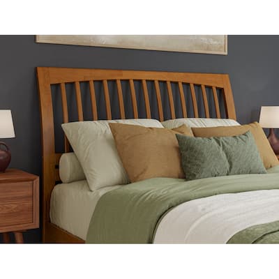 Slat Headboard Solid Wood Sleigh Design Bedroom Headboard Light Toffee Finish