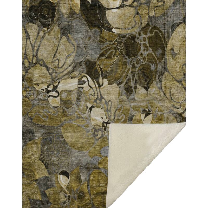 Premium Machine Washable Modern Floral Sherpa Throw Blanket