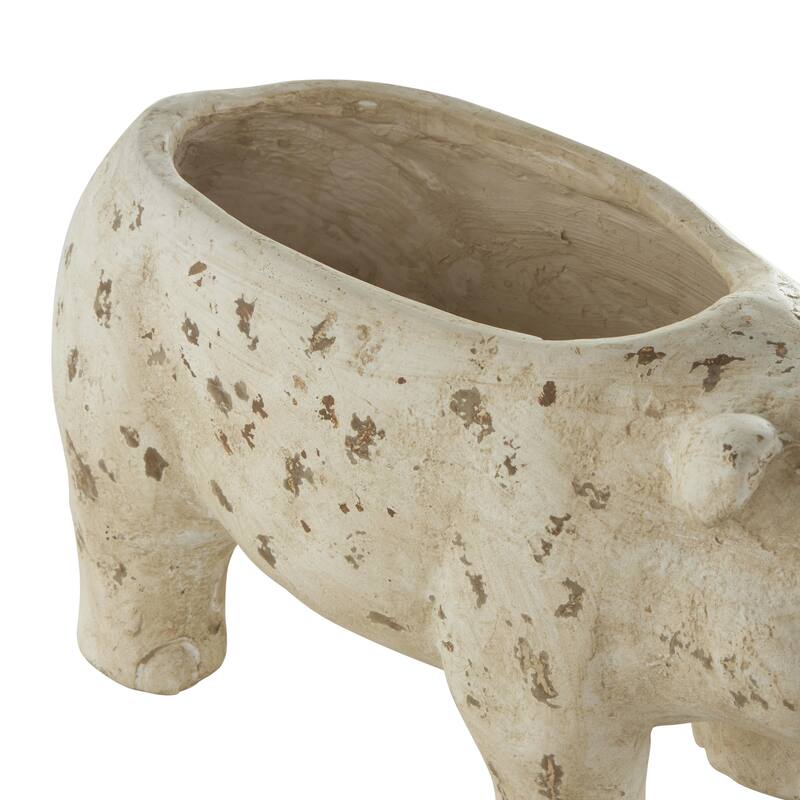 Magnesium Oxide Pig Indoor Outdoor Planter with Distressed Details - Light Brown - Roche River Decor