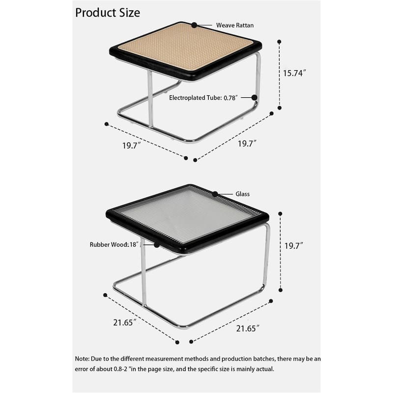 Modern Rattan & Glass Nesting Small Dining Table Black Coffee Tables