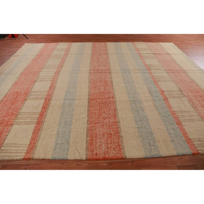 Hand Woven Oriental 100% Jute Carpet Southwestern Modern Multi-Colored Kilim Area Rug - 13' 5'' X 10' 8''