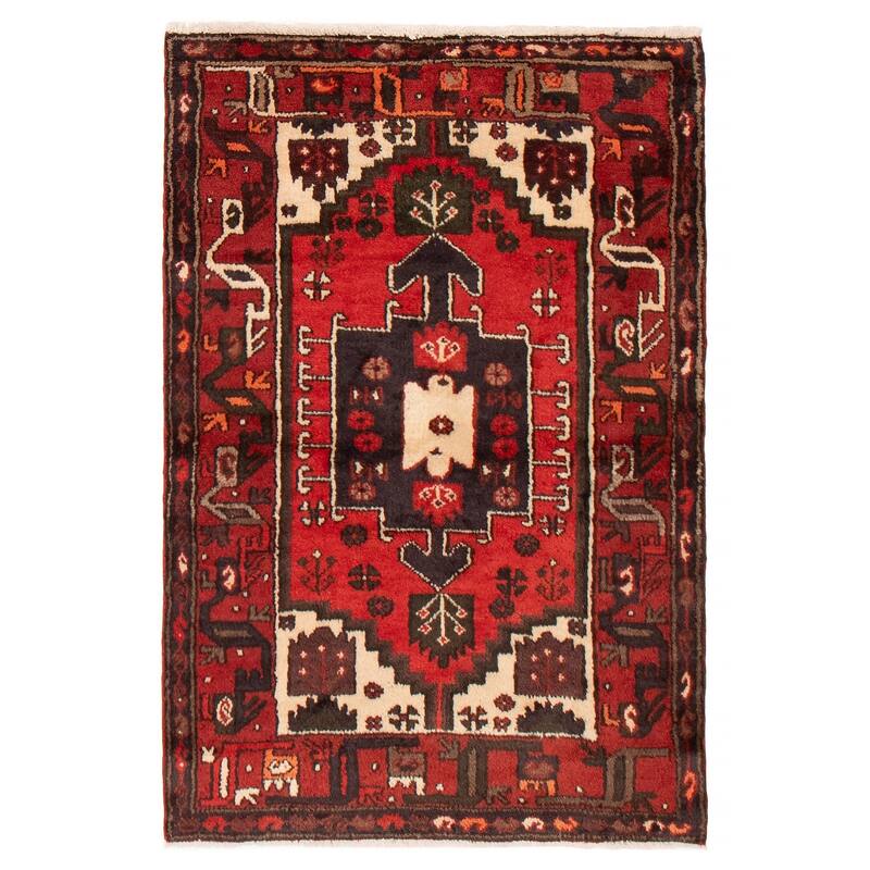 ECARPETGALLERY Hand-knotted Andelz Red Wool Rug - 3'5 x 4'11 - Red - 3'5 x 4'11