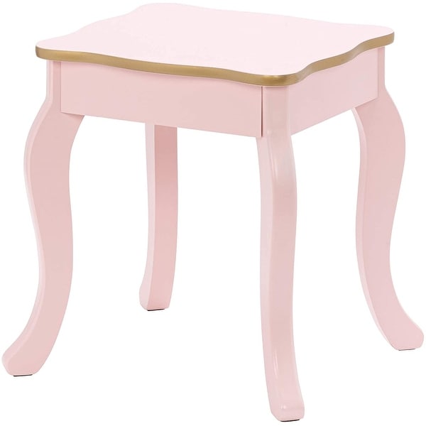 Utex Pretend Play Kids Vanity Table and Chair Vanity Set with Mirror Makeup Dressing Table with Drawer Play Vanity Set White