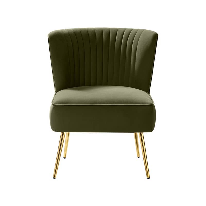 Monica 22''W Upholstered Modern Tufted Accent Side Chair with Gold Legs by HULALA HOME