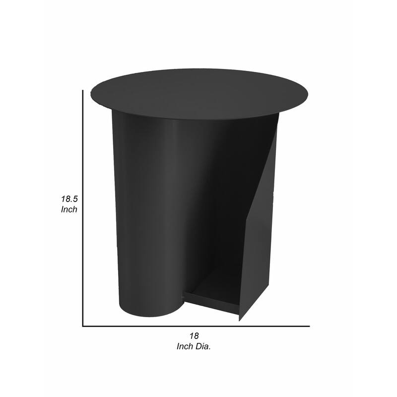18 in. Black Round Metal End Table, Sturdy Build End Side Table for Living Rooms