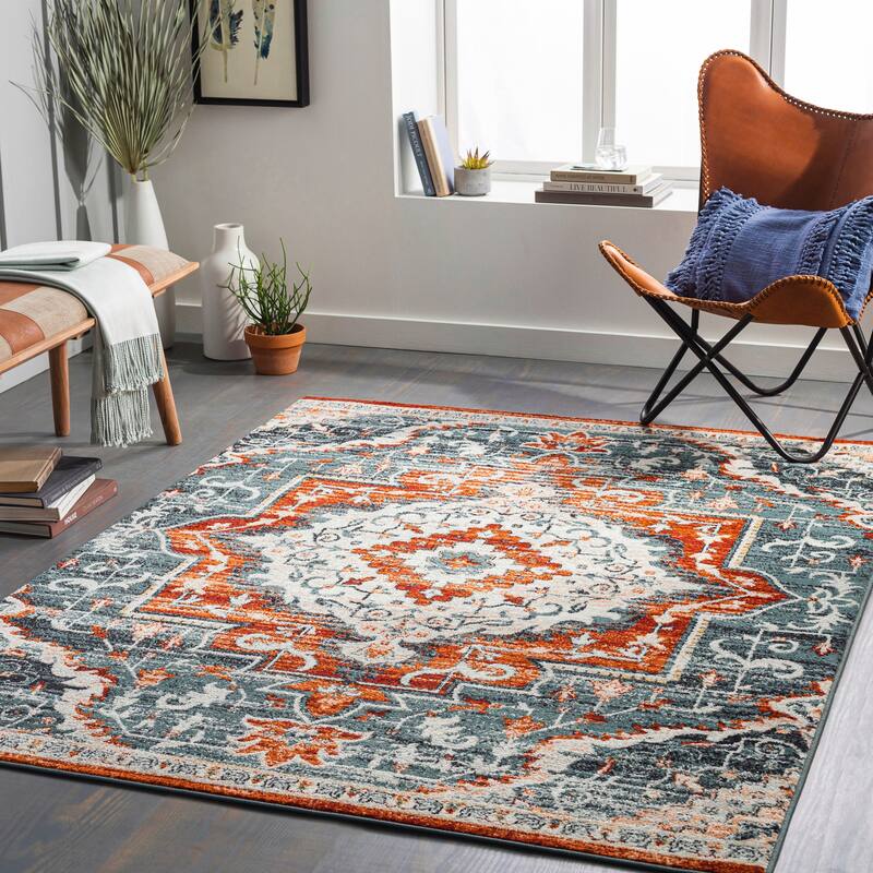 Artistic Weavers Tevazu Transitional Medallion Area Rug - 6' 7" x 9' - Slate Blue